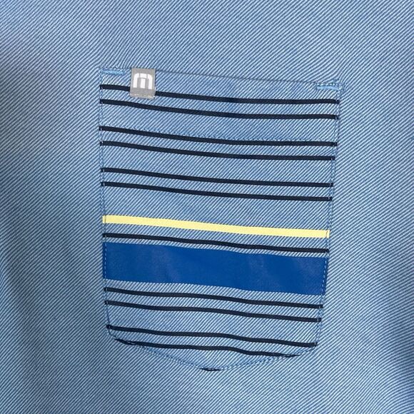 Travis Mathew Polo‎ Shirt Mens Medium Blue Golf Stretch Performance Pocket - Picture 2 of 7